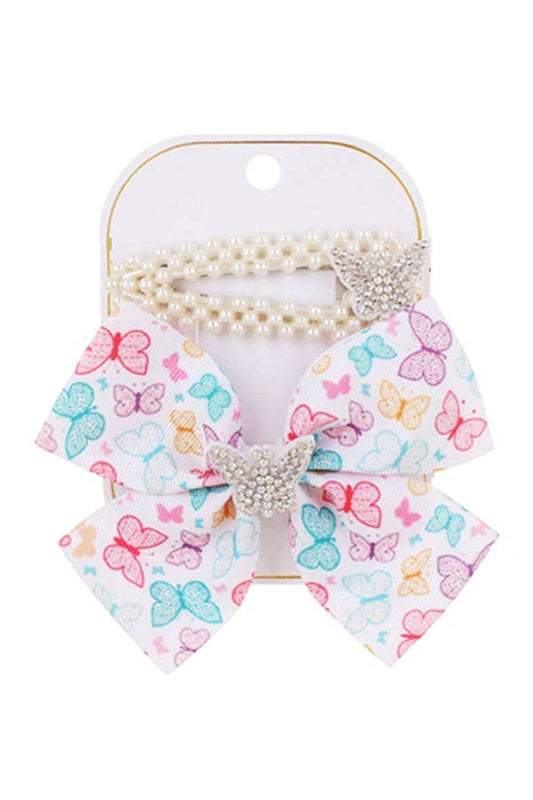 RHINESTONE BUTTERFLY HAIR BOW AND CLIP